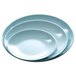 A stack of blue jade Thunder Group melamine plates.