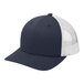 A navy and white Sport-Tek trucker cap with mesh back.
