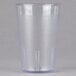 A close-up of a clear Cambro plastic tumbler.