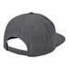 A dark heather grey 6-panel snapback hat with a rubber band closure.