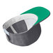 A dark heather grey and green 6-panel cap with a green brim.