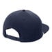 A navy 5-panel hat with a white background.