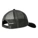 A black mesh cap with a grey and black trucker hat with a black visor.