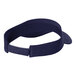 A close-up of a navy blue visor with a black strap.