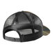 A black trucker cap with a black mesh back and camo details.