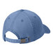 A steel blue unstructured 6-panel dad cap with a metal buckle.