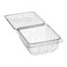 A clear plastic D&W Fine Pack clamshell container with vented slots.