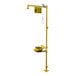 A yellow Bradley drench shower with a yellow sign above it.