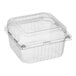 A D&W Fine Pack clear plastic container with a clear square lid.