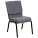 A gray Flash Furniture church chair with metal legs.