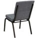 A gray Flash Furniture church chair with black metal legs.