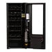 A black Selectivend vending machine cabinet with a door open.