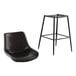 A Lancaster Table & Seating black barstool with black tufted vinyl seat.