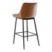 A brown leather Lancaster Table & Seating Mid-Century bar stool.