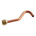 A copper pipe with a brass nut.