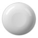 A close-up of a HydroZero Ivory by Oneida round deep coupe porcelain plate with a circular pattern.