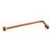 A copper pipe with a brass nut on a white background.