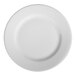 A close up of a HydroZero Ivory by Oneida porcelain plate with no rim on a white background.