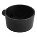 A black plastic drain basin with a handle.