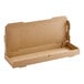 A brown Choice cardboard flatbread box with the lid open.