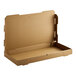 A Choice kraft cardboard flatbread box with the lid open.