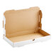A white corrugated flatbread box with the lid open.