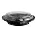 A clear PLA pie container with a domed lid.