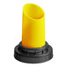 A yellow plastic cone on a black base used to pour paint.