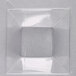 A clear plastic Fineline dome lid on a square container.