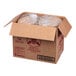 A white cardboard box with two plastic bags of Kronos Foods Halal Beef and Lamb Medium Gyros inside.