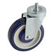 A white metal caster wheel for ServIt HSW Series with a purple wheel and metal plate.