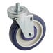 A white metal ServIt caster with a rubber wheel and metal screw.