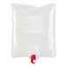 A close-up of a white plastic bag with a red cap containing Lavex Mild Citrus Scent Hand Sanitizer.