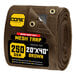 A roll of brown Core Tarps mesh tarp.