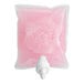 A close up of a pink liquid in a plastic bag.