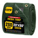 A roll of green Core heavy-duty weatherproof mesh tarp.