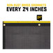 A metal frame with Core black polyethylene mesh tarp with yellow reinforced edges and yellow non-rust brass grommets.