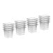 A stack of six clear plastic food pans.