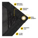 A close up of a black Core Polyethylene Mesh Tarp with reinforced edges.