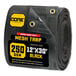 A roll of black Core heavy-duty weatherproof mesh tarp.