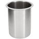 A silver metal Vollrath bain marie pot with a lid.
