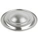 A close-up of a silver circular Vollrath Bain Marie cover.