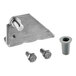 A MainStreet Equipment top left swing door hinge kit for a refrigerator with a metal bracket, bolt, and nuts.