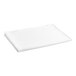 An Oxford Dormi Bene queen size flat sheet in white folded on a white background.