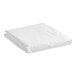 A folded white queen size cotton flat sheet.