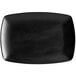 A black rectangular platter with a black rim.