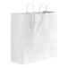 A Duro white paper shopping bag with handles.