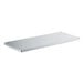 A white rectangular shelf with metal corners.