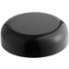 A black round 58/400 continuous thread dome lid with a foam liner on a white background.