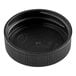 A black plastic 38/400 continuous thread lid with ribbing on the sides.